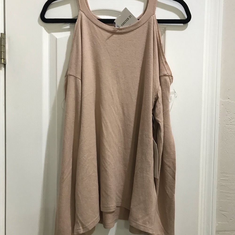 NWT forever 21 cutout shoulder tan nude top